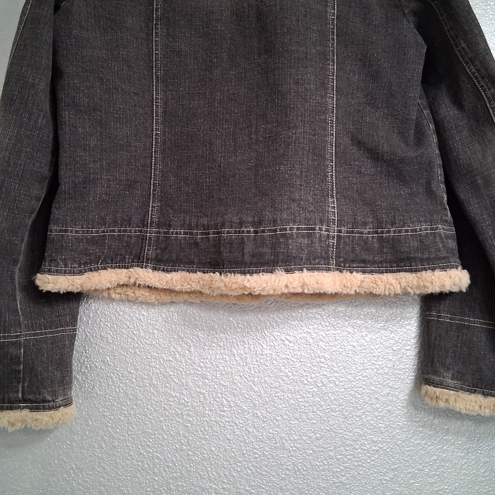 Ann Taylor Loft Denim Jacket With Faux Fur Trim    Size 14 - Picture 8 of 15